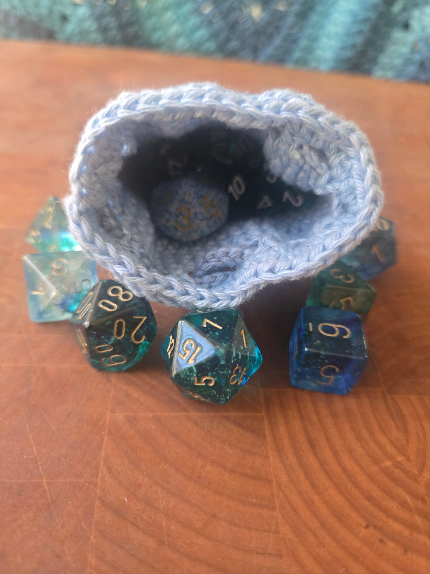 Inspired Blue and Gray 7 die set Dice Pouch