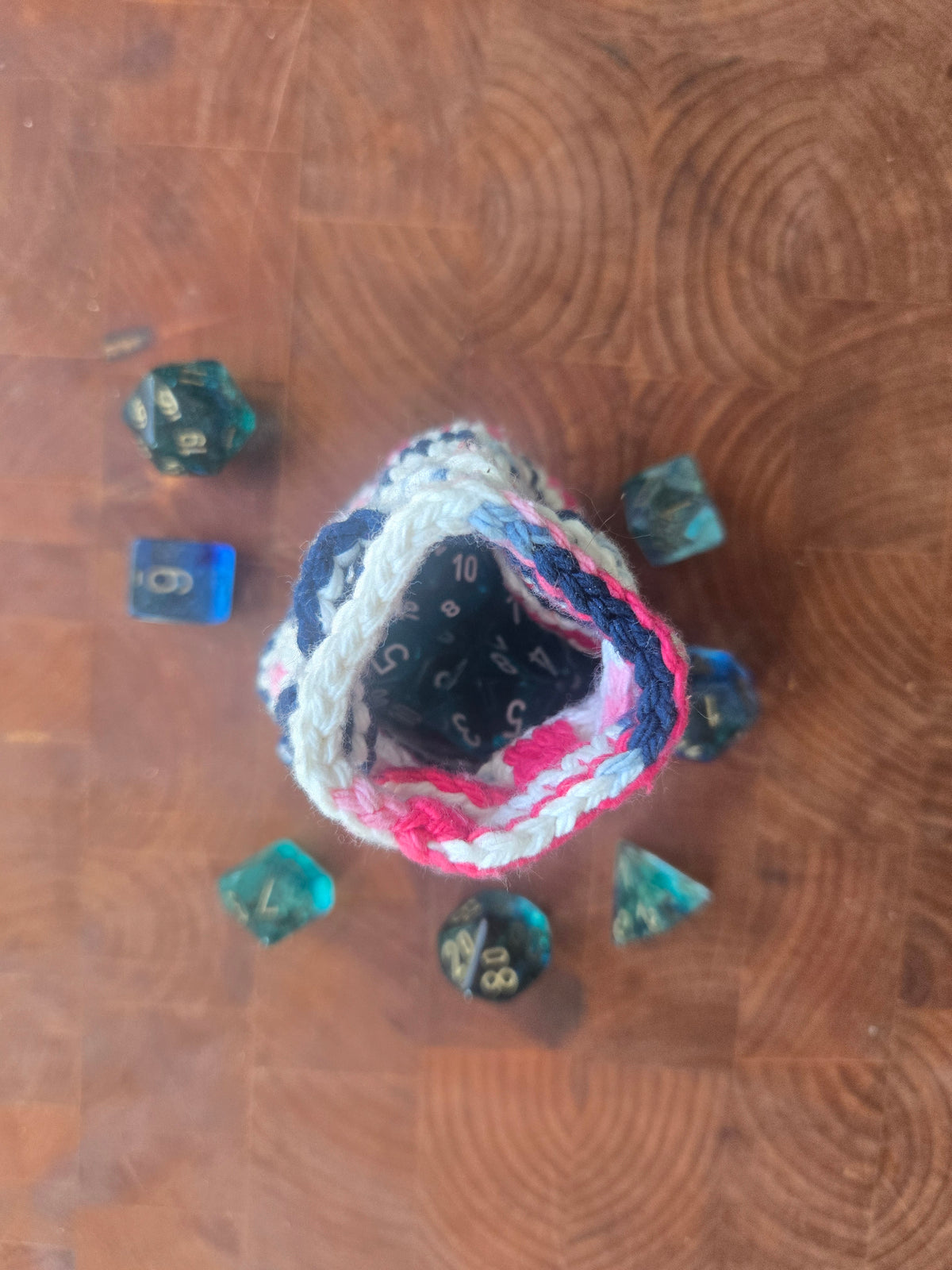 Red white and blue 7 die set Dice bag!