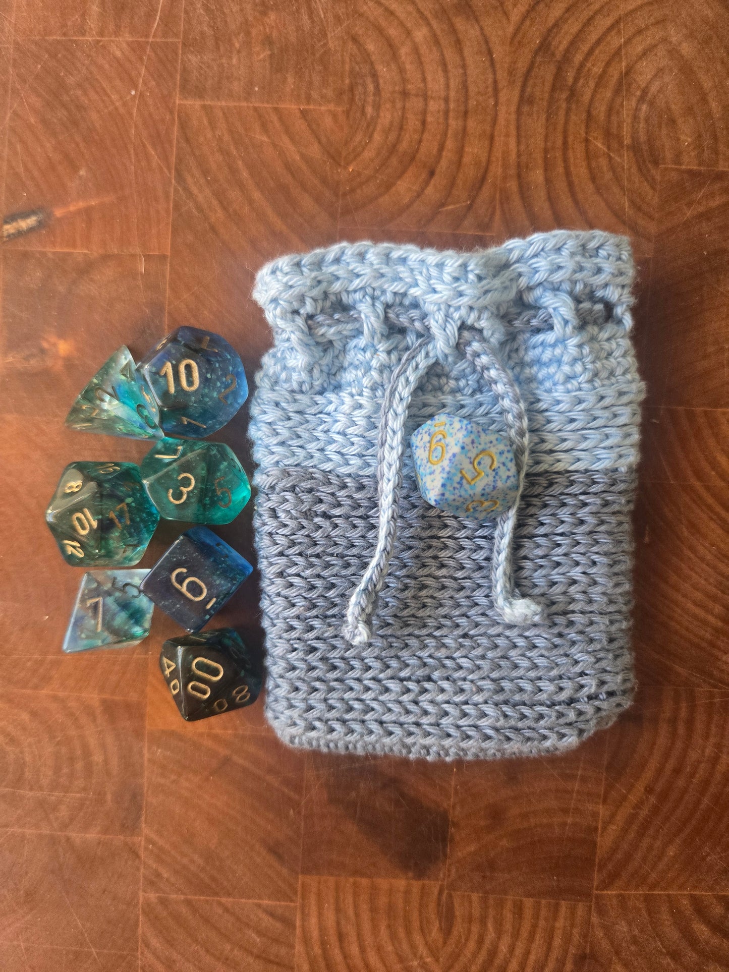 Inspired Blue and Gray 7 die set Dice Pouch