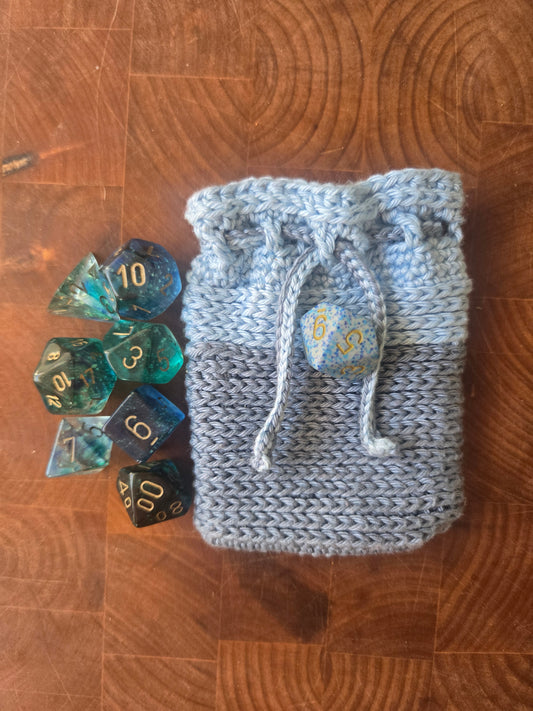 Inspired Blue and Gray 7 die set Dice Pouch