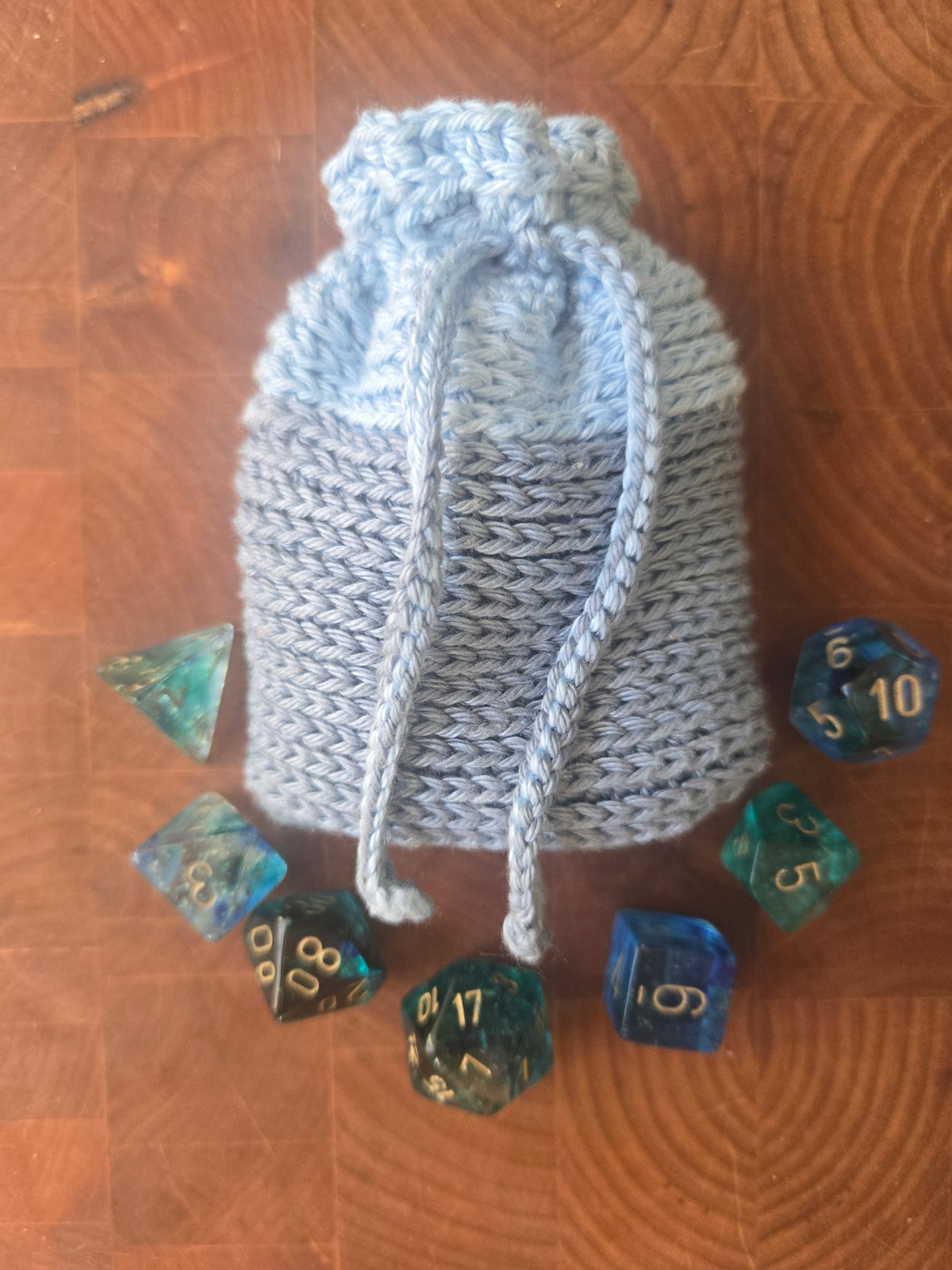 Inspired Blue and Gray 7 die set Dice Pouch