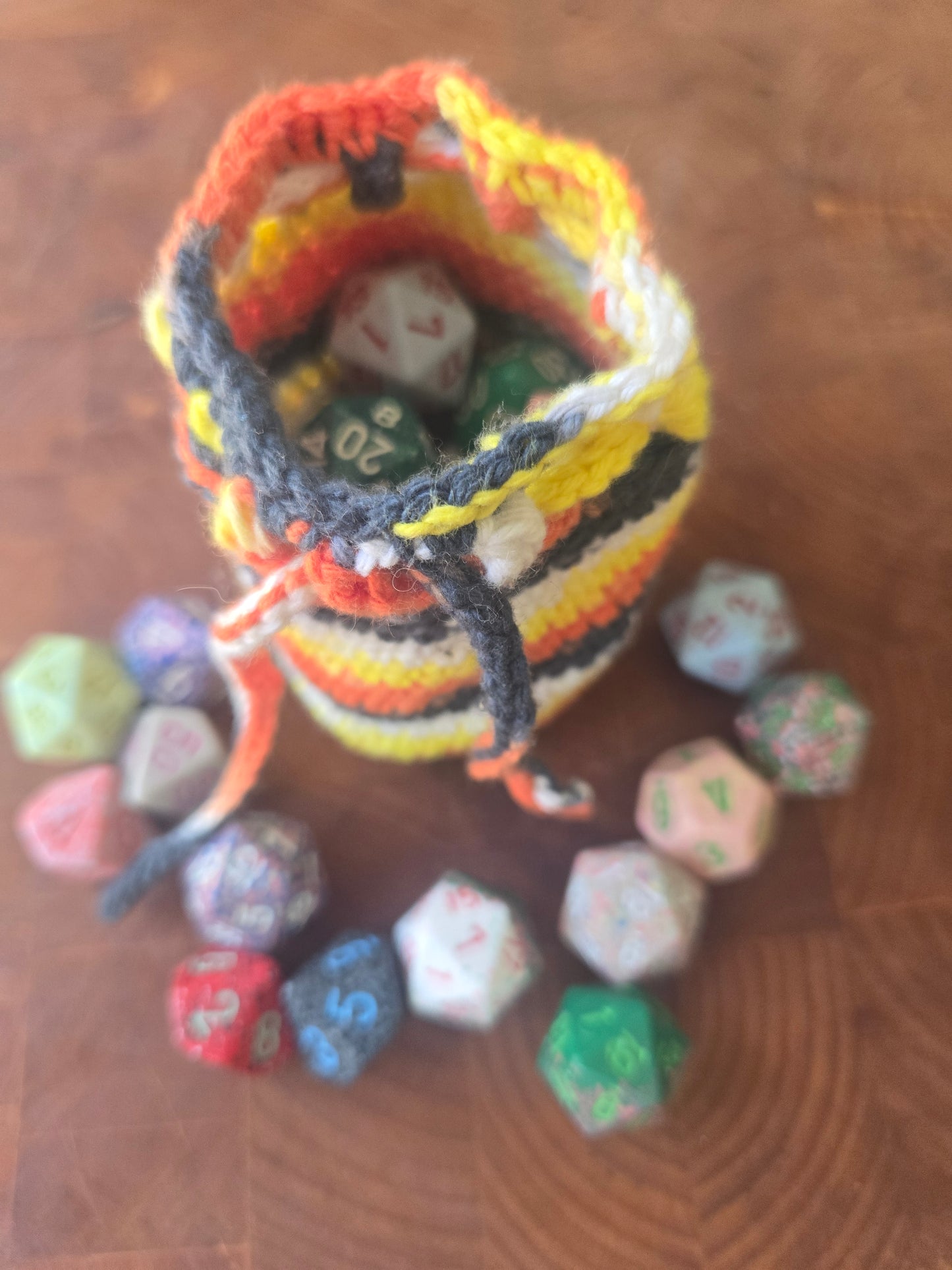 Large multicoloured dice bag