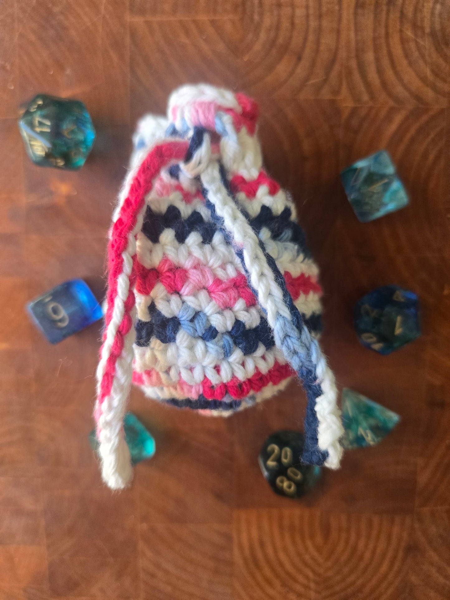 Red white and blue 7 die set Dice bag!