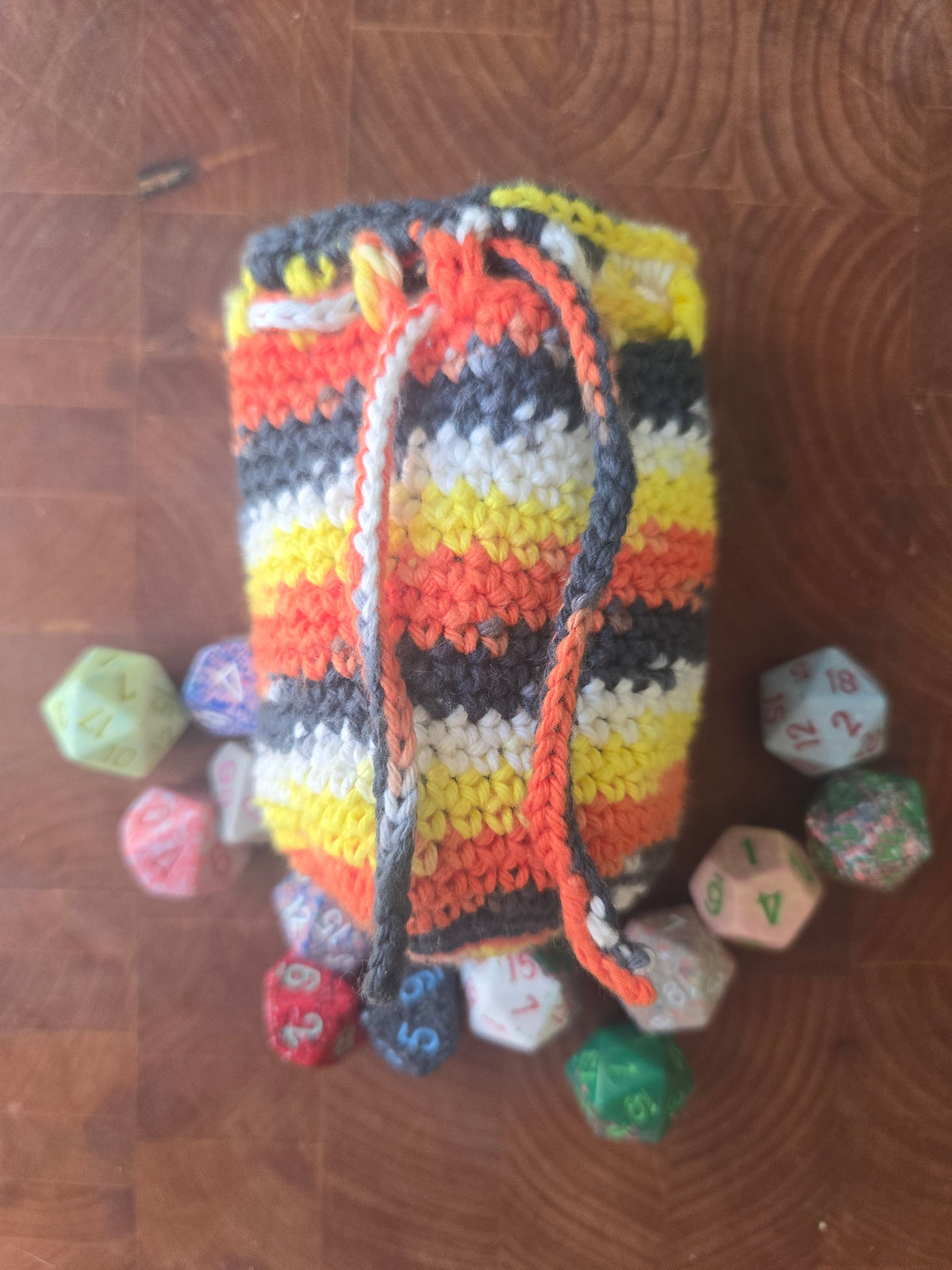 Large multicoloured dice bag