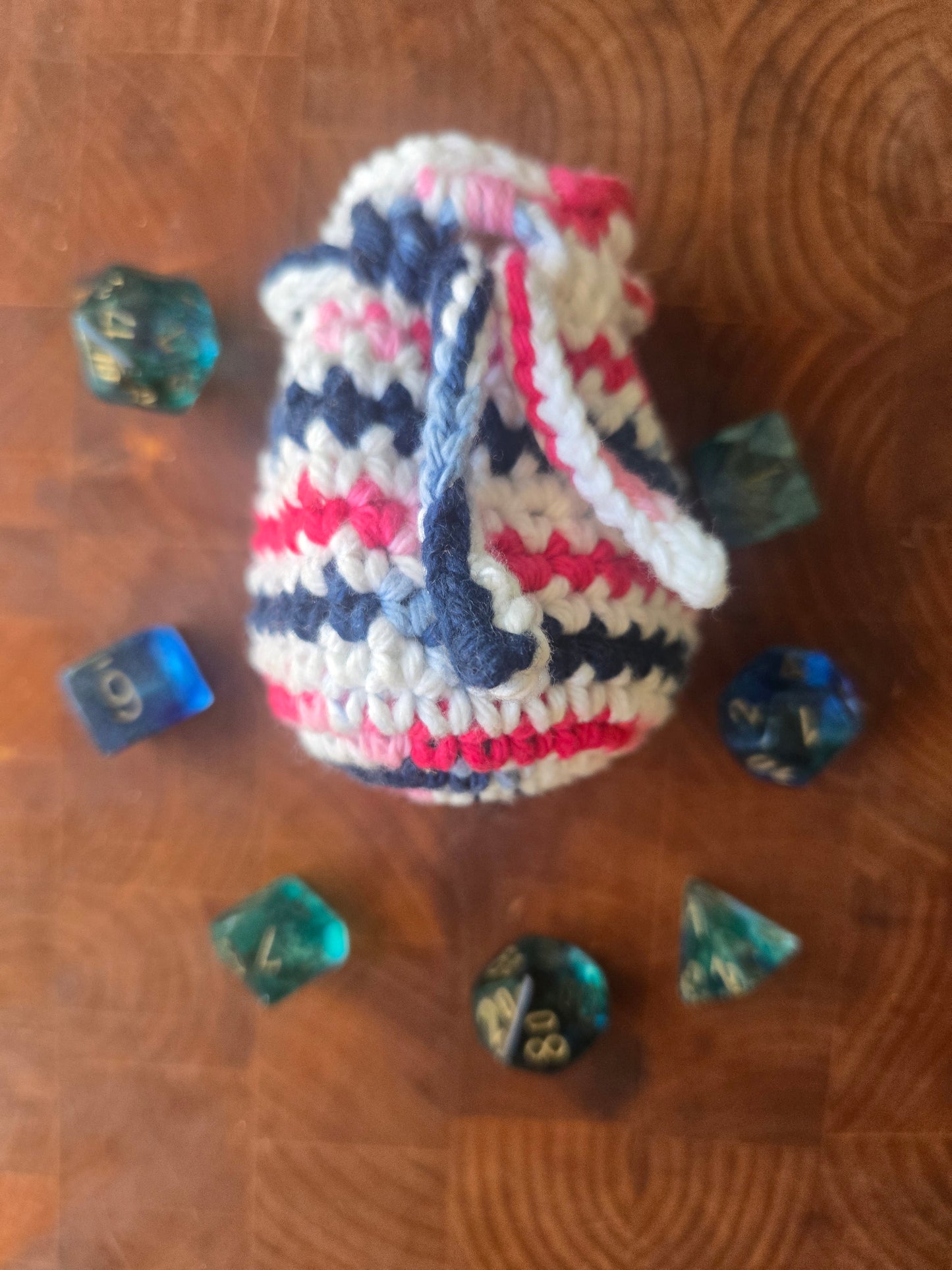 Red white and blue 7 die set Dice bag!